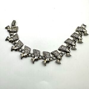 Nefertiti Bracelet Link Silver tone Jewelry Costume Fashion Statement Casual